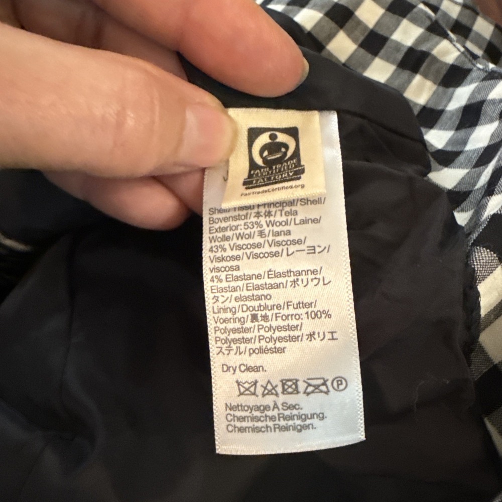 Madewell Single-Breasted Crewneck Vest Size 4 Black White Check Lined NWT - Picture 10 of 10
